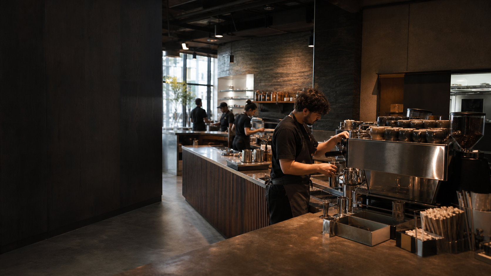 Cafe bar at the end of an operating day